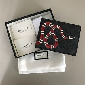 Gucci Black GG Supreme Snake Wallet